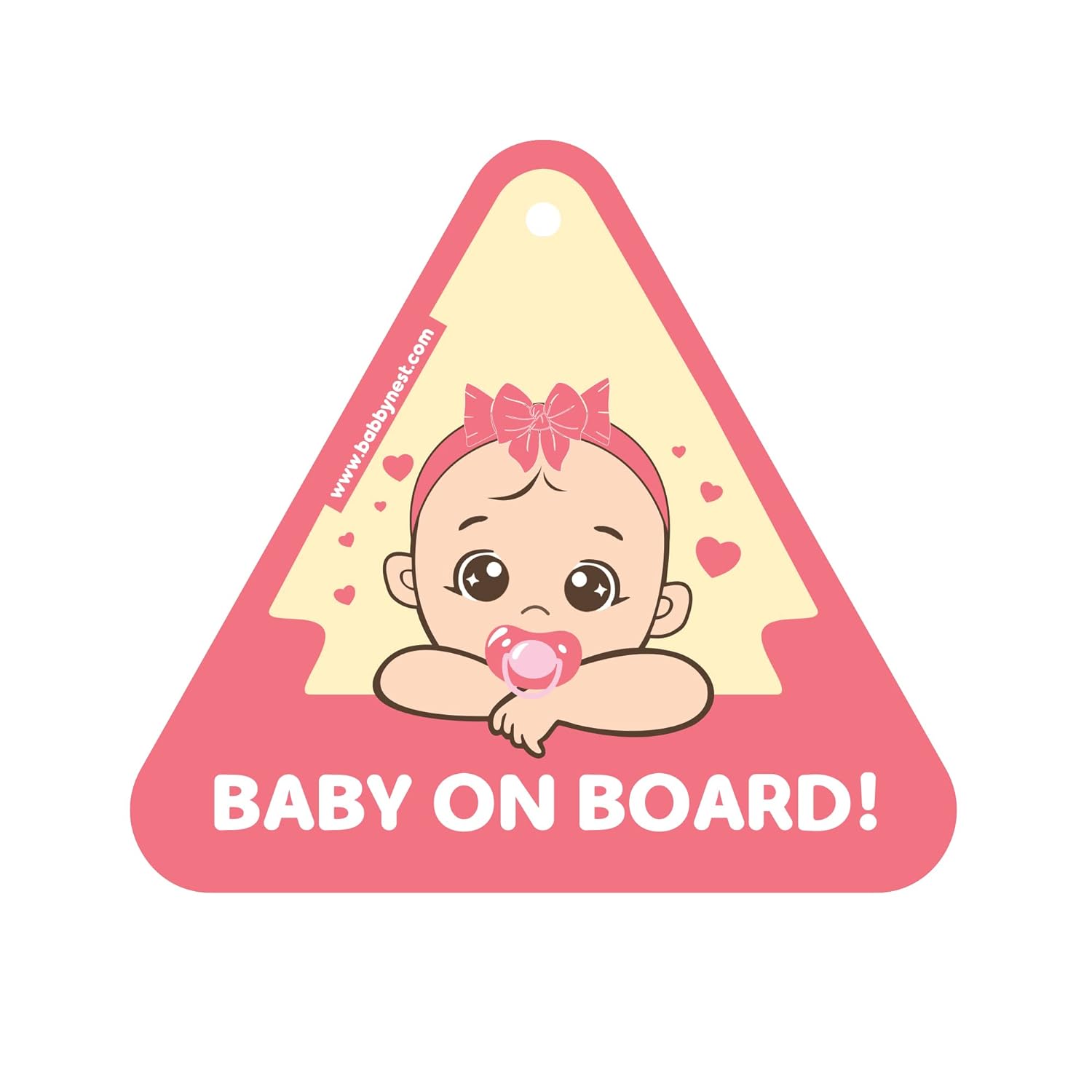 BABBY NEST-Baby on Board-Baby Pink-Weatherproof Car Decal-Stumbit Bike and Cars